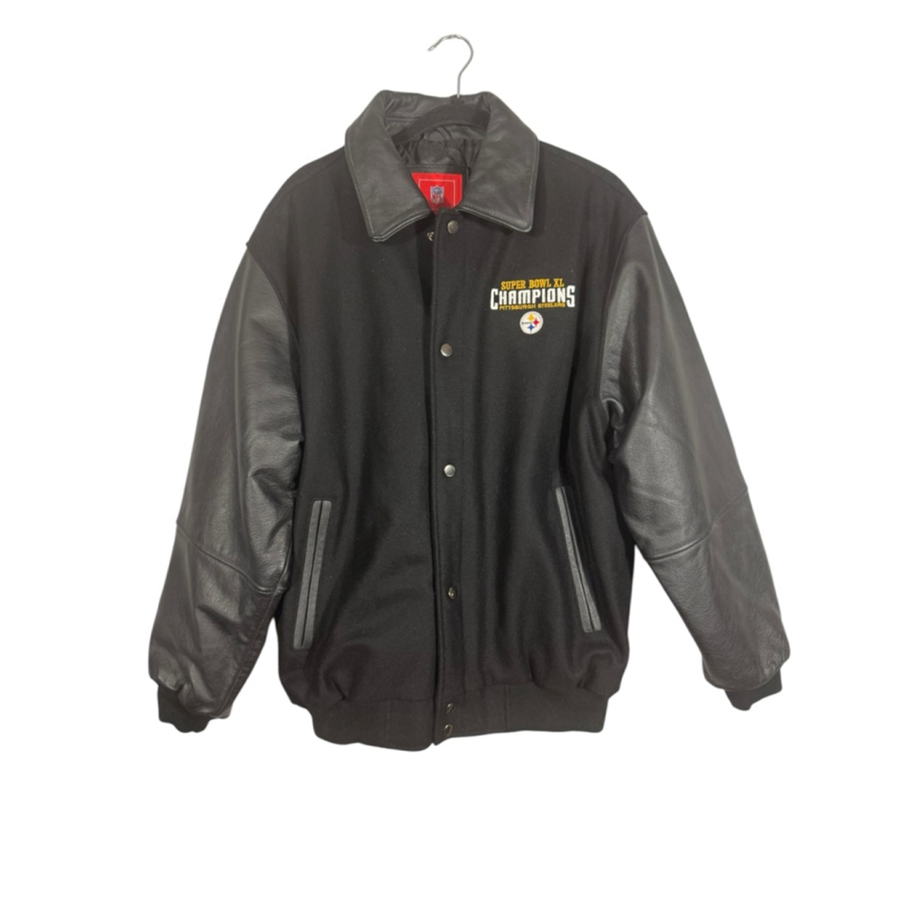 Pittsburgh Steelers Mens Size M Super Bowl XL Champions Wool Leather Jacket